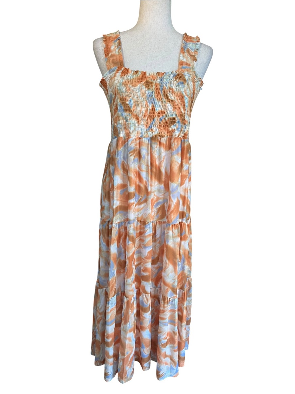 Skye's the Limit Summer Spice Abstract Mesh Tank Dress